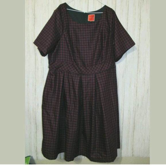 4X Modcloth Plus Size Retro Red Plaid Dress - Picture 2 of 8